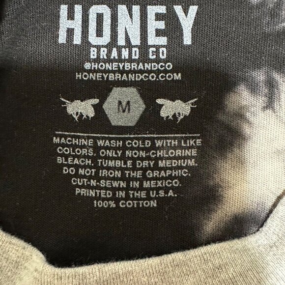 Honey Brand Co. Mens Size M White Tie Dye Detail T-Shirt Tee Skater Brand - Picture 5 of 5
